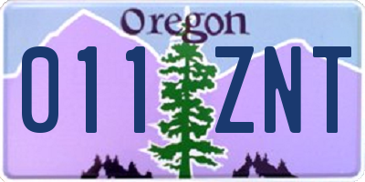 OR license plate 011ZNT
