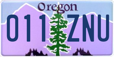 OR license plate 011ZNU