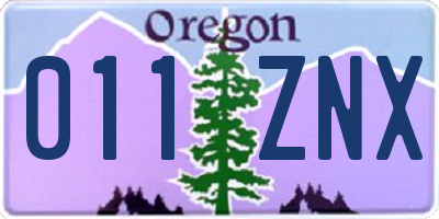 OR license plate 011ZNX