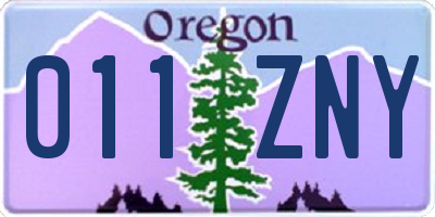 OR license plate 011ZNY