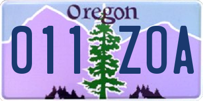OR license plate 011ZOA