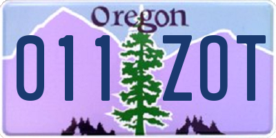 OR license plate 011ZOT