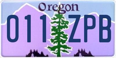 OR license plate 011ZPB