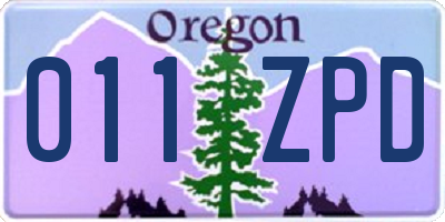 OR license plate 011ZPD