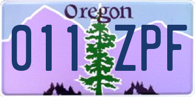 OR license plate 011ZPF