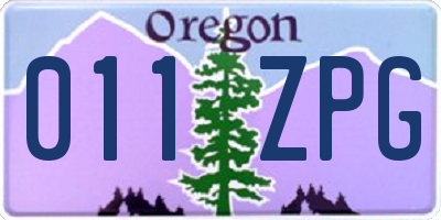OR license plate 011ZPG