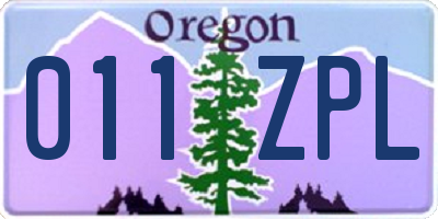 OR license plate 011ZPL