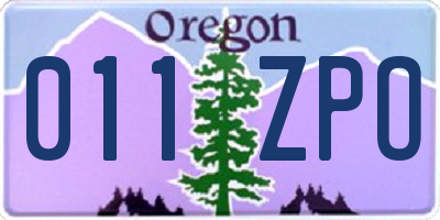 OR license plate 011ZPO
