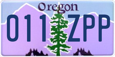 OR license plate 011ZPP