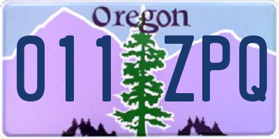 OR license plate 011ZPQ