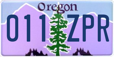 OR license plate 011ZPR
