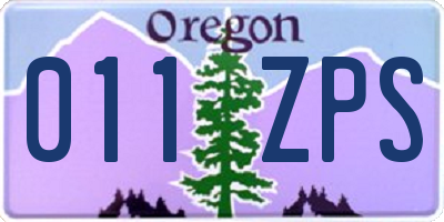 OR license plate 011ZPS