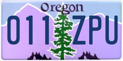OR license plate 011ZPU