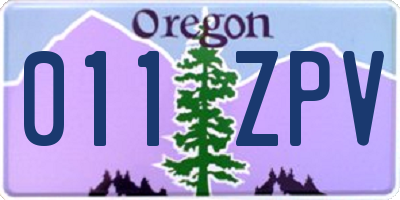 OR license plate 011ZPV