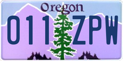 OR license plate 011ZPW