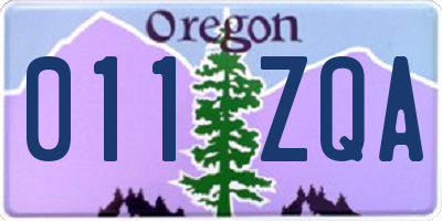 OR license plate 011ZQA