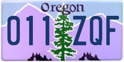 OR license plate 011ZQF