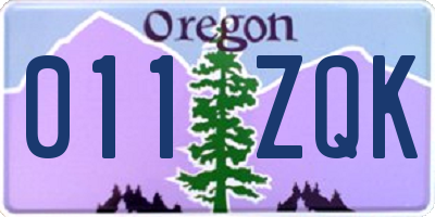 OR license plate 011ZQK