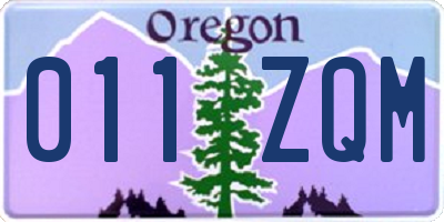 OR license plate 011ZQM