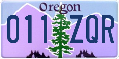OR license plate 011ZQR