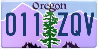 OR license plate 011ZQV