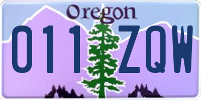 OR license plate 011ZQW