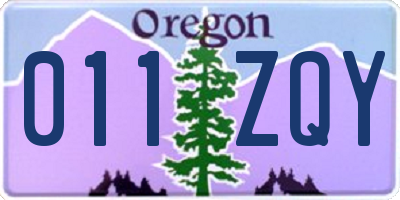 OR license plate 011ZQY