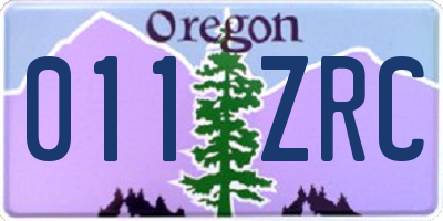 OR license plate 011ZRC
