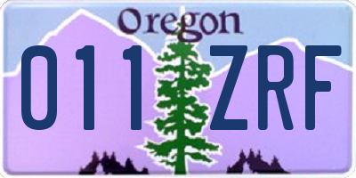 OR license plate 011ZRF