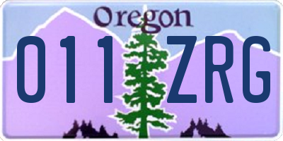 OR license plate 011ZRG