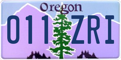 OR license plate 011ZRI
