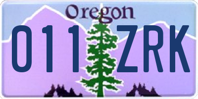 OR license plate 011ZRK