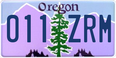 OR license plate 011ZRM