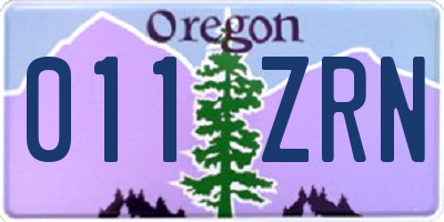 OR license plate 011ZRN