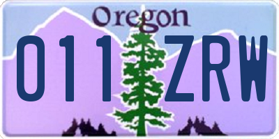 OR license plate 011ZRW