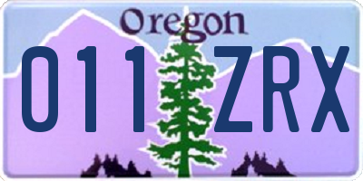 OR license plate 011ZRX