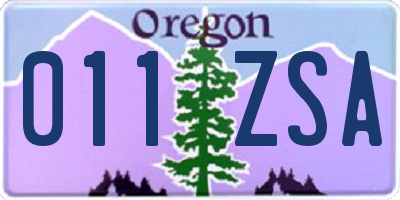 OR license plate 011ZSA