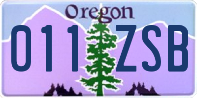OR license plate 011ZSB