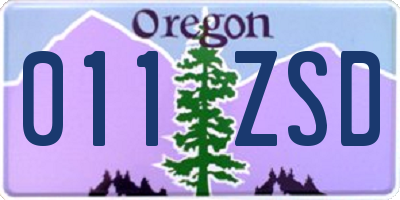 OR license plate 011ZSD