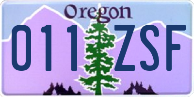 OR license plate 011ZSF