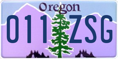 OR license plate 011ZSG