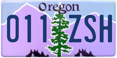 OR license plate 011ZSH
