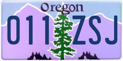 OR license plate 011ZSJ