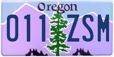 OR license plate 011ZSM