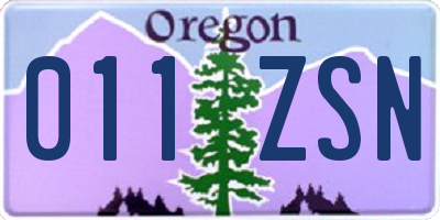 OR license plate 011ZSN
