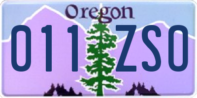 OR license plate 011ZSO