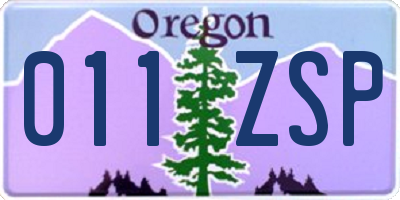 OR license plate 011ZSP