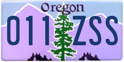 OR license plate 011ZSS