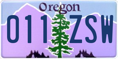 OR license plate 011ZSW