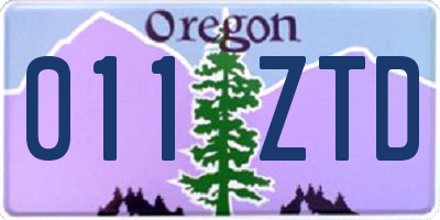 OR license plate 011ZTD